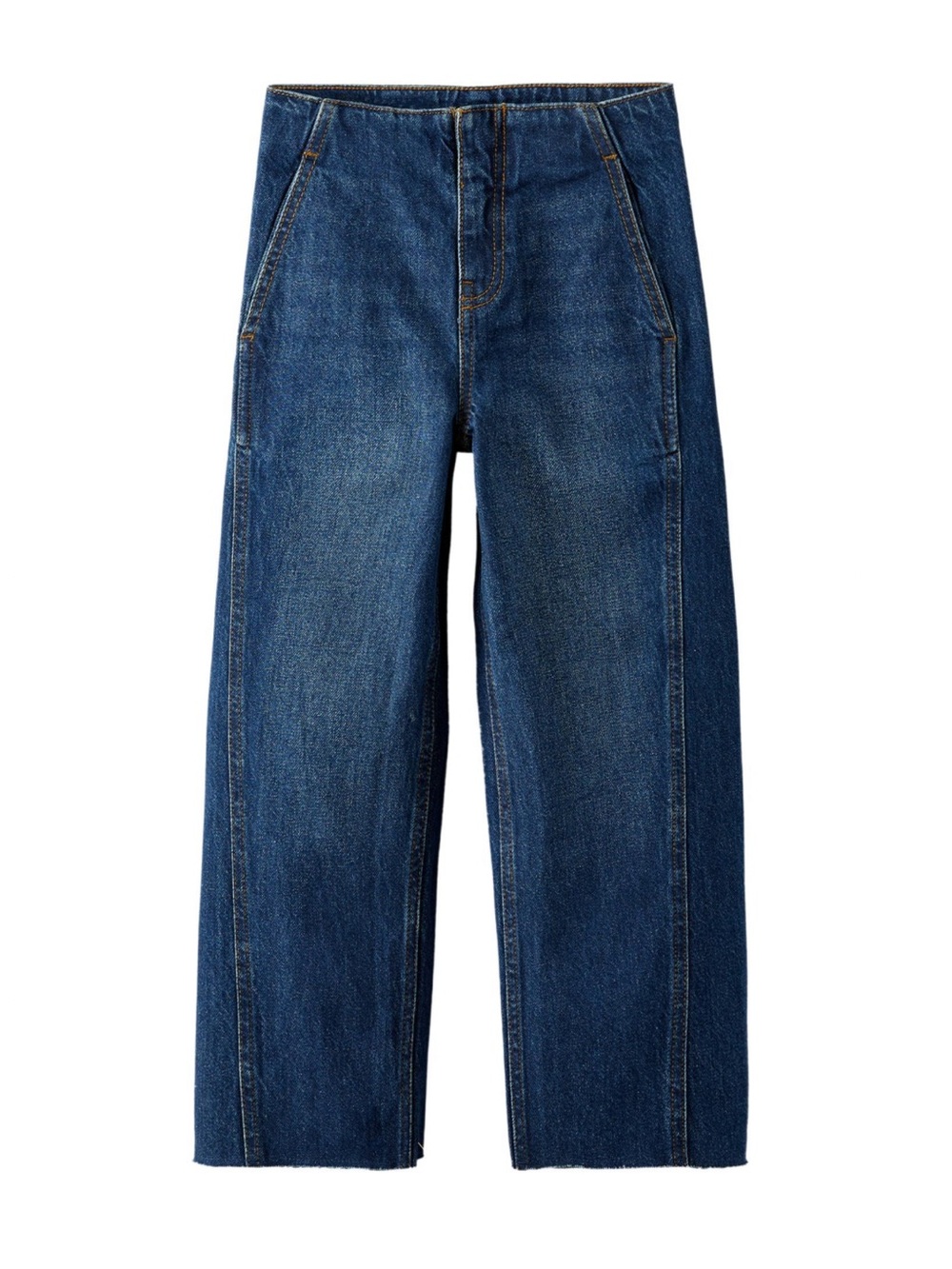 Zara Wideleg Waistbandless Denim Pant in Dark Blue
